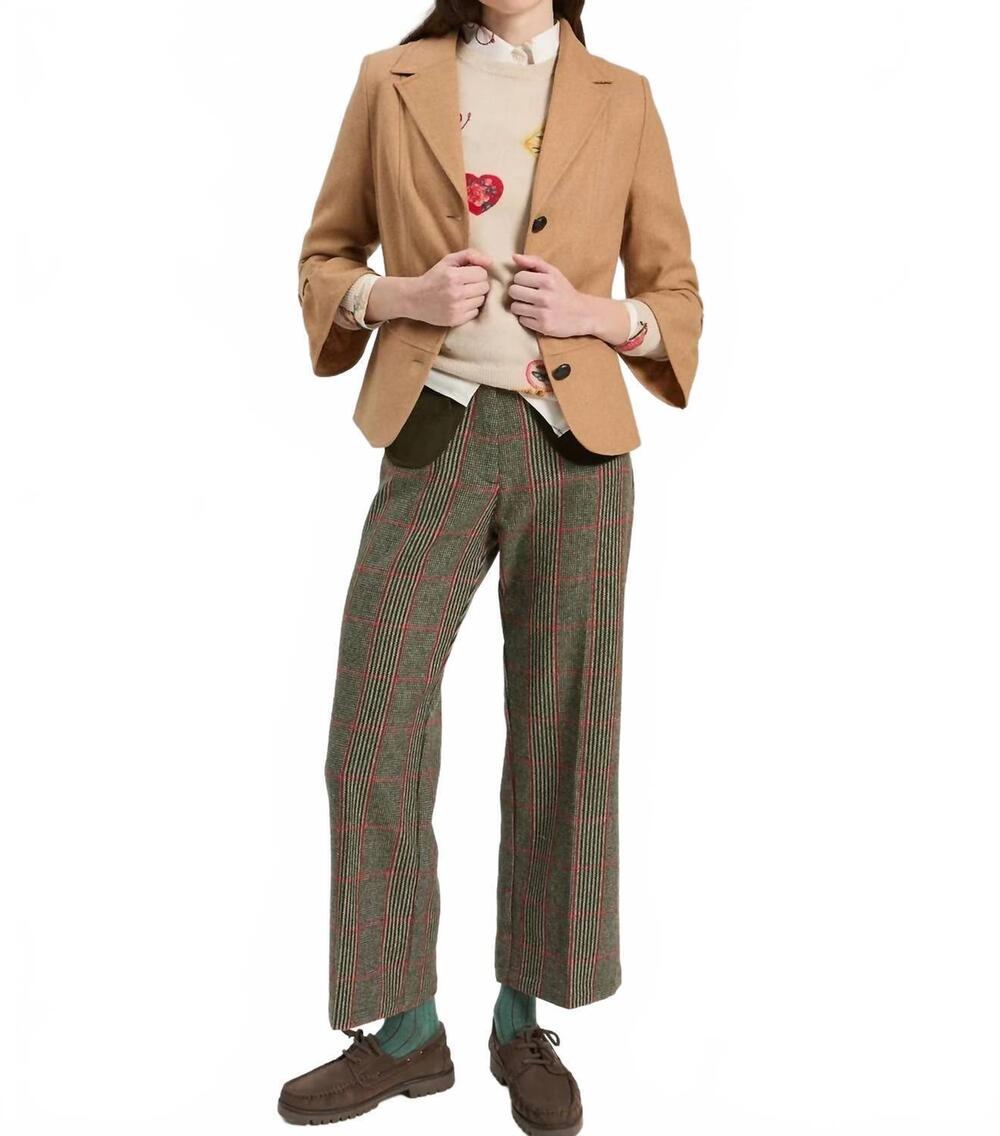NEW VILAGALLO tweed ruffle sleeve jacket in beige